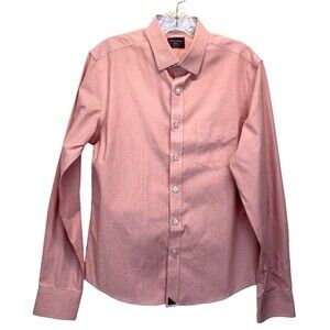 Untuckit Shirt Men's S Red Houndstooth Slim Fit Wrinkle Free Collared Spread